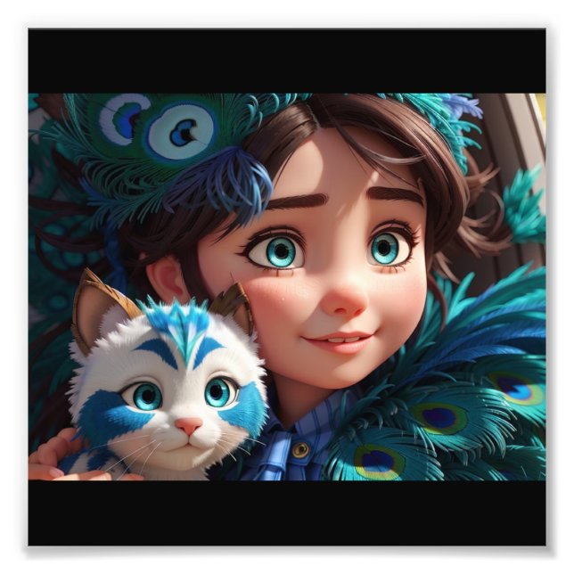 Impression Photo "Petites pattes, Grand Amour : Fille avec son ami  (Devant)