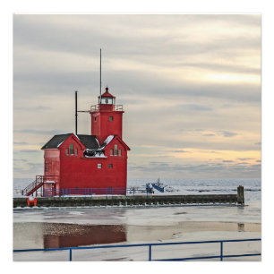 Impression Photo Phare connu sous le nom de Big Red dans le Michiga