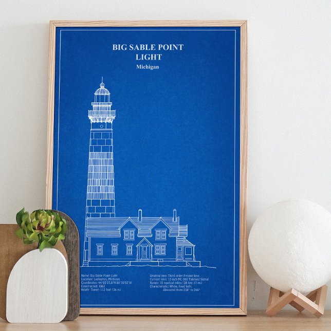 Impression Photo Phare de Big Sable Point - Michigan – ap. J.-C. (Big Sable Point Lighthouse - Michigan – AD. Photo Print)