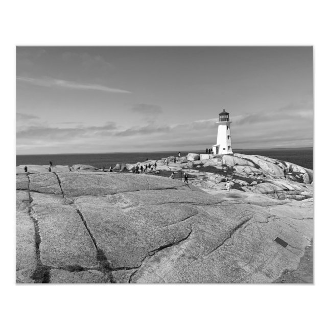 Impression Photo Phare de Peggys Cove en noir et blanc (Devant)