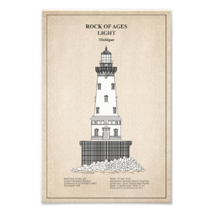 Impression Photo Phare de Rock of Ages - Michigan - SBD