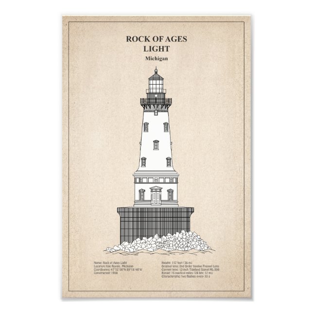 Impression Photo Phare de Rock of Ages - Michigan - SBD (Devant)