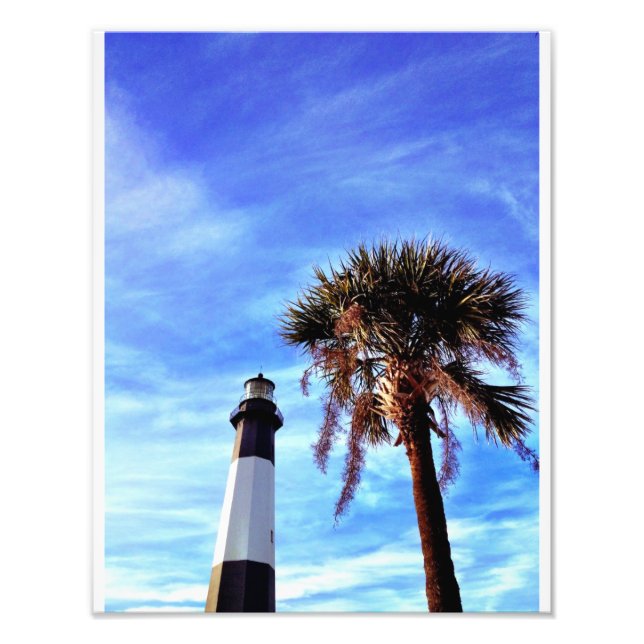 Impression Photo Phare de Tybee avec Palmetto (Devant)
