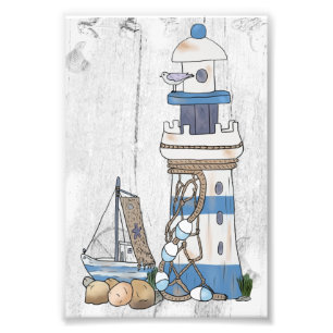 Impression Photo Phare de Vintage avec navire