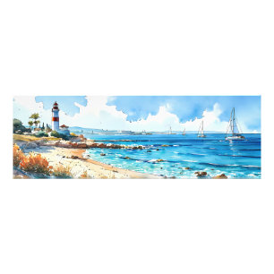 Impression Photo Phare méditerranéen et yachts Large Seascape