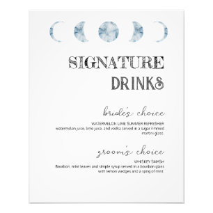 Impression Photo Phases de la lune Signature Boissons Mariage Bar P