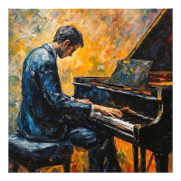 Piano Player - Peinture à l'huile