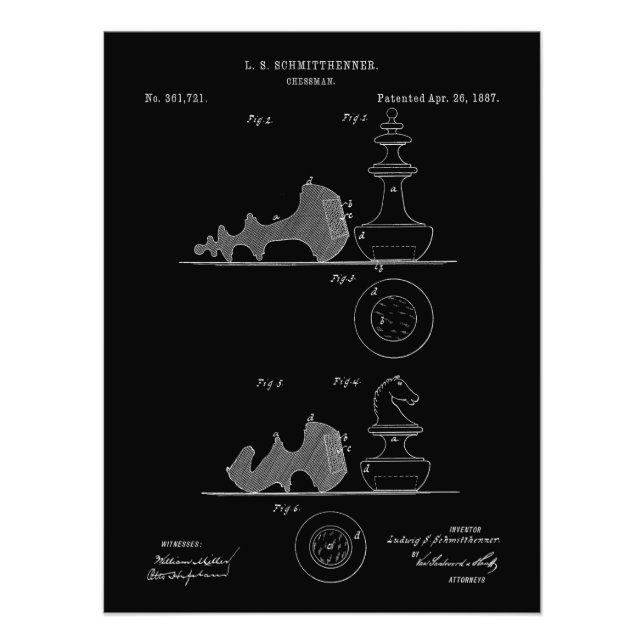 Impression Photo Pièces d'échecs vintages Modèle de brevet (Devant)