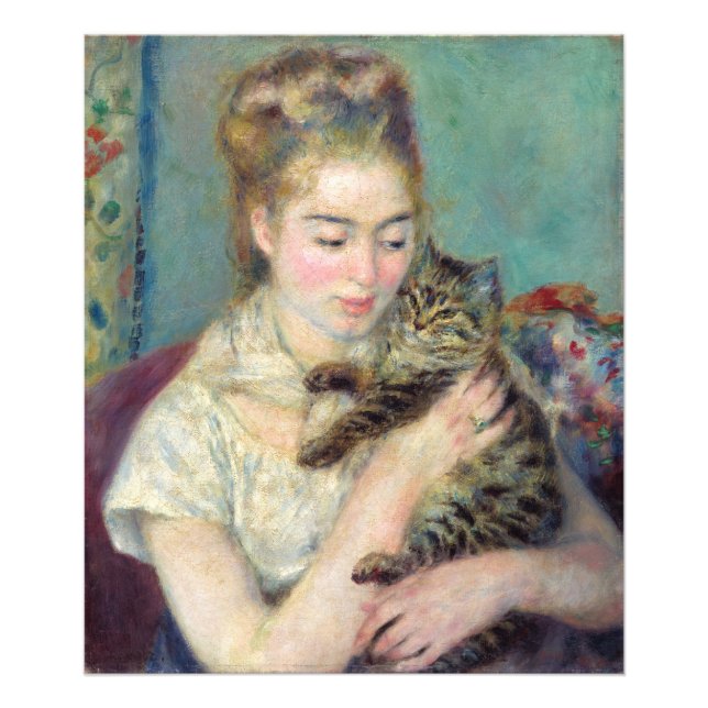 Impression Photo Pierre-Auguste Renoir - Femme avec chat (Devant)