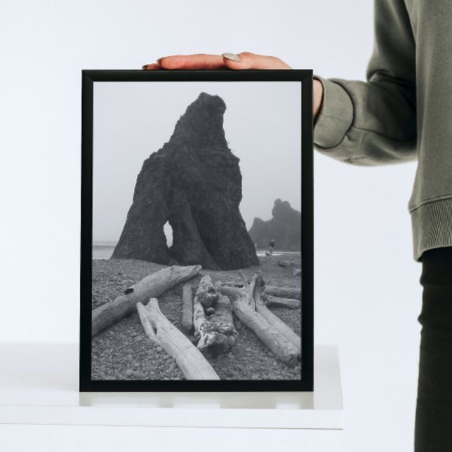 Impression Photo Pierres de la mer côtière noir et blanc (In Situ Framed)