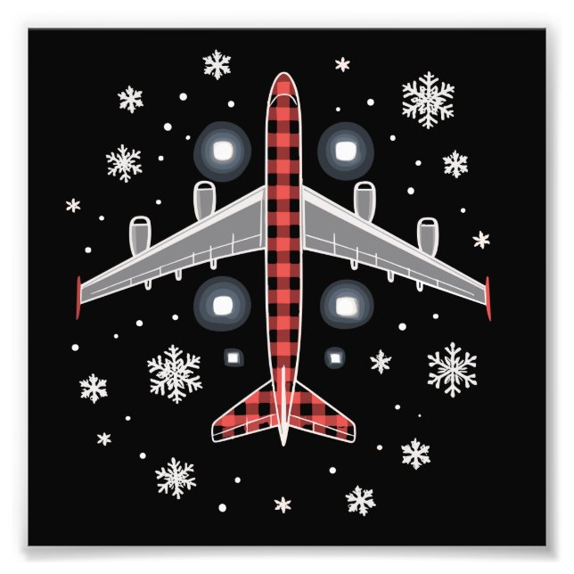 Impression Photo Pilote de Noël à carreaux d'avion (Devant)