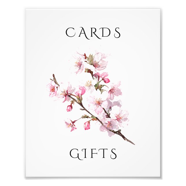 Impression Photo Pink Cherry Blossom Wedding Cards & Gifts Sign (Devant)