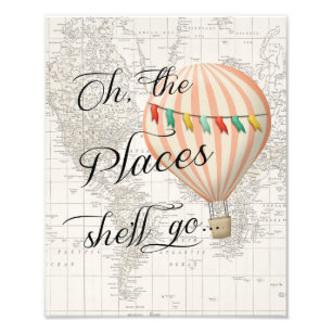 Impression Photo Pink Hot Air Balloon Nursering Décor Art Imprimer