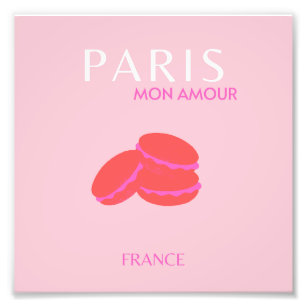 Impression Photo Pink Paris Travel Art Preppy Macarons