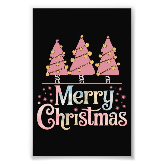 Impression Photo Pink Tree Noël Fête Fille d'hiver (Devant)