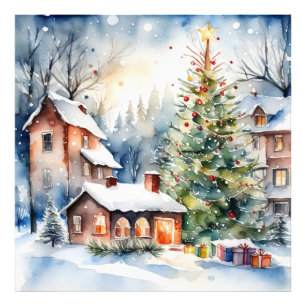 Impression Photo Pique-nique de Noël village de Noël