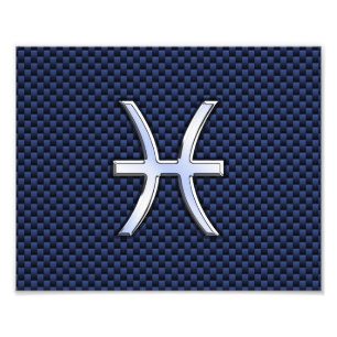 Impression Photo Pisces Zodiac Sign on Blue Carbon Fibre Print