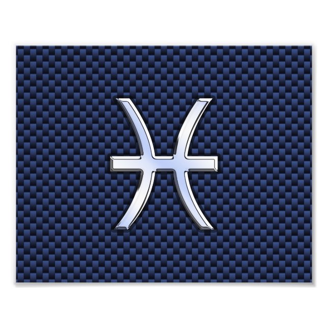 Impression Photo Pisces Zodiac Sign on Blue Carbon Fibre Print (Devant)