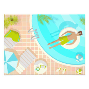 Impression Photo Piscine mec sur la plage tropicale estivale vacanc