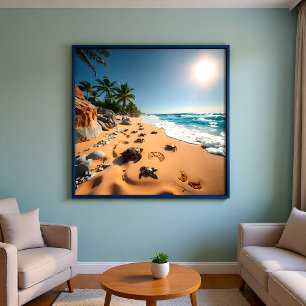 Impression Photo Plage Chic Coquille Dorée Tropicale