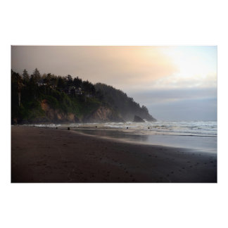 Impression Photo Plage de Neskowin, Oregon, coucher du soleil de la