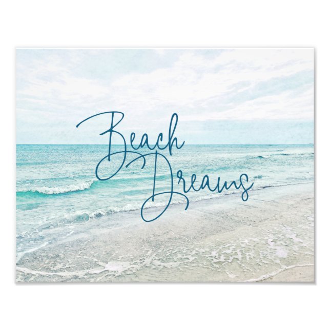 Impression Photo Plage Dreams Citation Inspiration Rétro Ocean Wave (Devant)