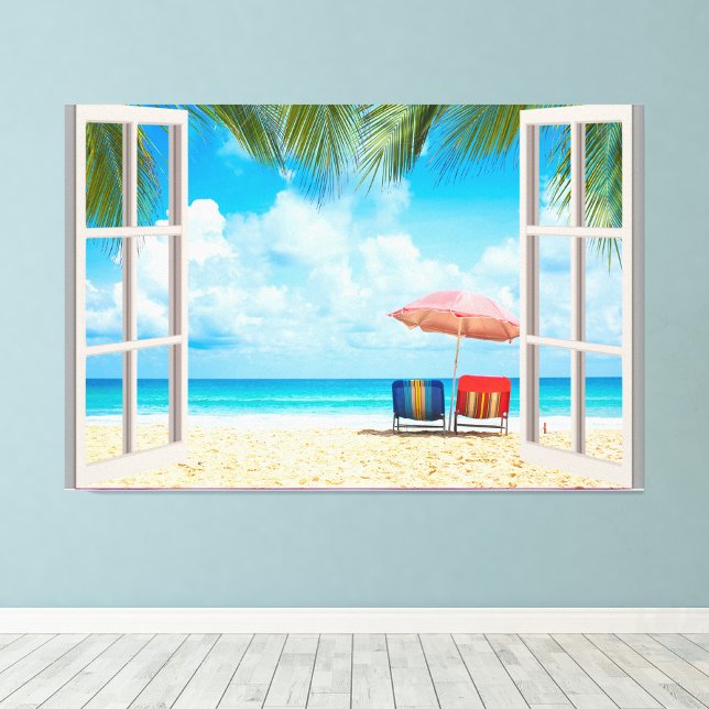 Impression Photo Plage Fake Window Accueil Bureau Décor (Créateur téléchargé)