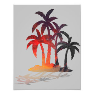 Impression Photo Plage Palm Trees Coucher de soleil Imprimer