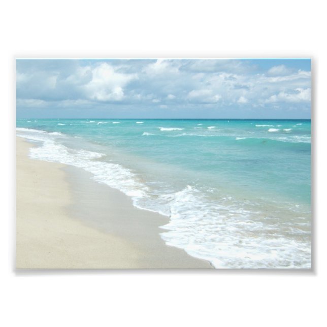 Impression Photo Plage pittoresque Océan, Sable blanc avec eau Aqua (Devant)