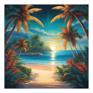 Impression Photo Plage tropicale avec palmiers