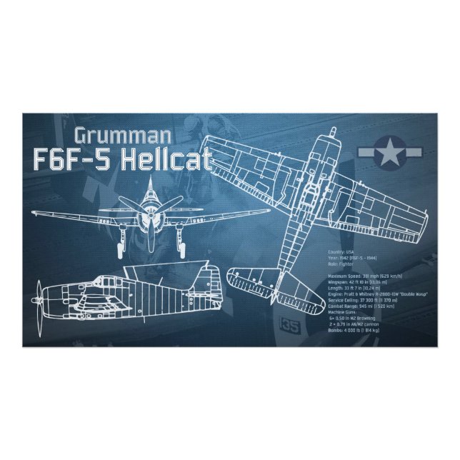 Impression Photo Plan directeur Grumman F6F Hellcat (Devant)