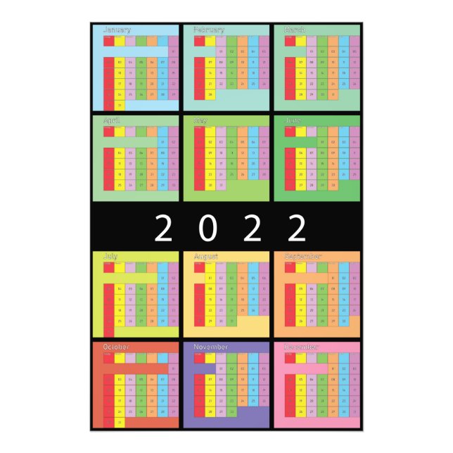 Impression Photo planificateur de calendrier de couleur 2022 (Devant)