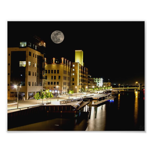 Impression Photo Pleine lune sur Green Bay (Devant)