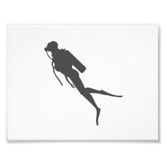 Impression Photo Plongeurs en scaphandre silhouette noire