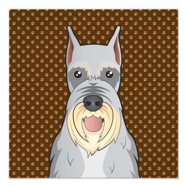 Impression Photo Poignées de dessin de chien Schnauzer (Devant)