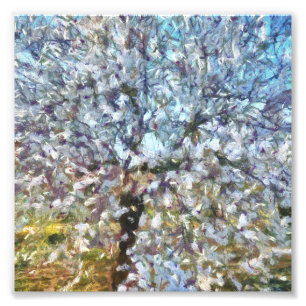 Impression Photo Pointillisme en fleurs d'amandes du printemps
