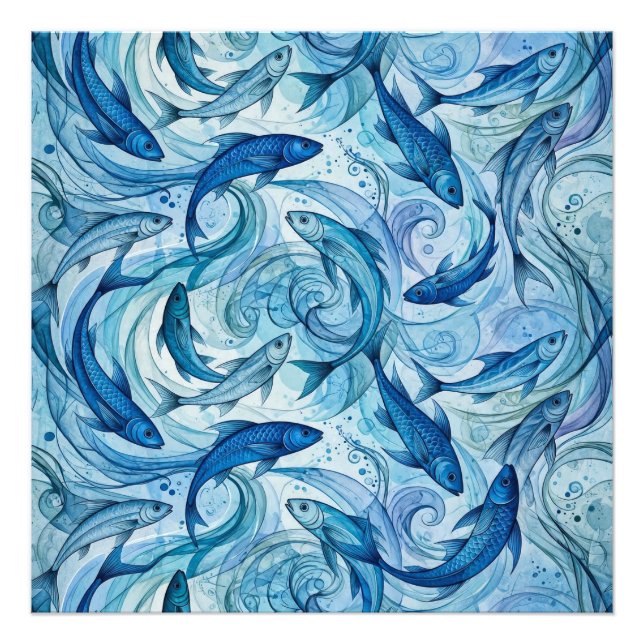 Impression Photo Poisson Bleu Mystique Flowing Harmony (Devant)