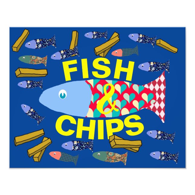 Impression Photo Poisson et chips, Balnéaire, chippé, Maison de pla (Devant)