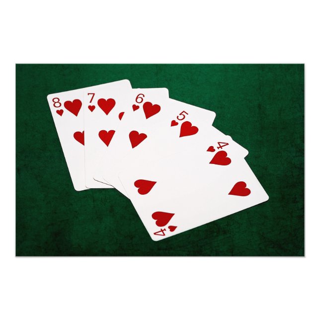 Impression Photo Poker Hands - Flush droit - Coeur (Devant)