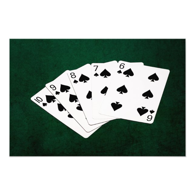 Impression Photo Poker Hands - Flush droit - Spades Suit (Devant)