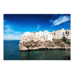 Impression Photo Polignano a Mare maisons sur une falaise dans les 