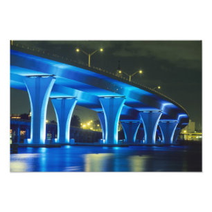 Impression Photo Pont de nuit au port de Miami, Floride
