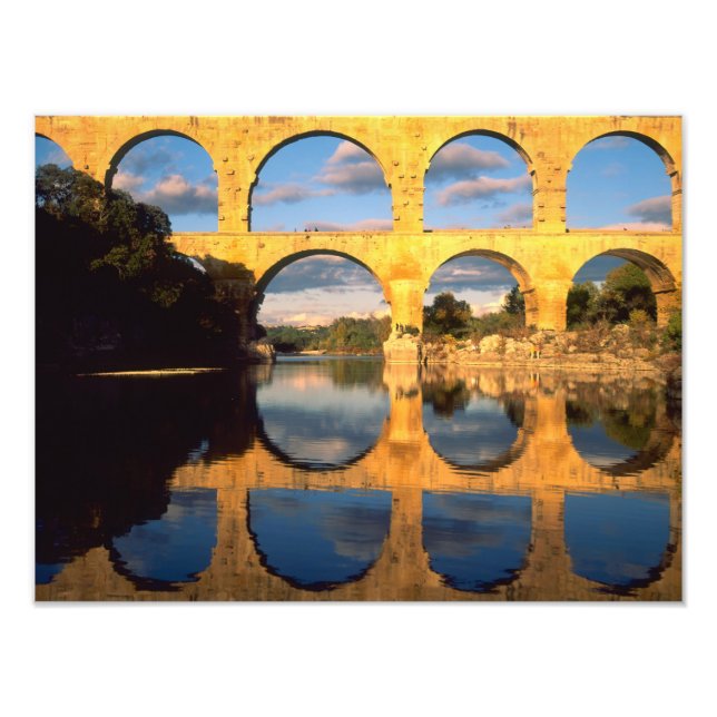 Impression Photo Pont du Gard, rivière Gardon, Gard, Languedoc, (Devant)