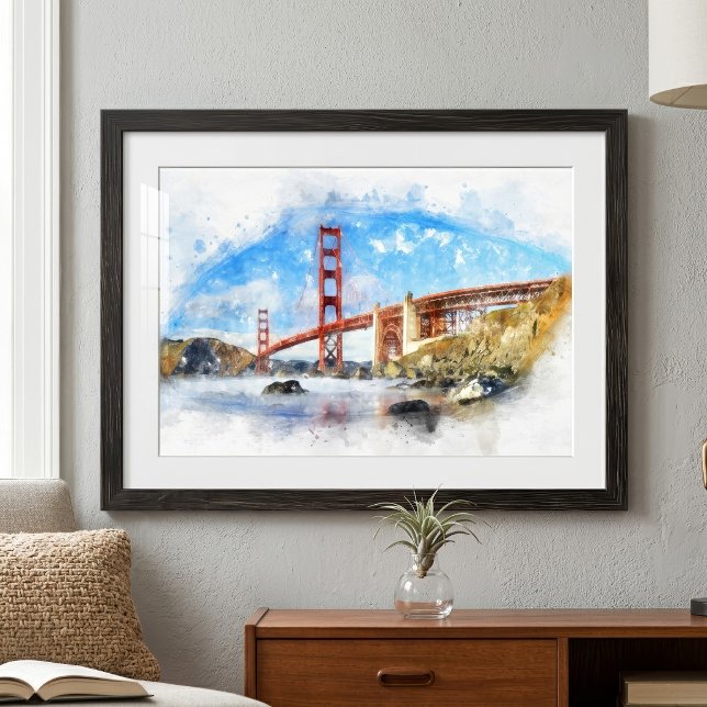 Impression Photo Pont Golden Gate Pastel à San Francisco (Golden Gate Bridge Pastel in San Francisco. Photo Print)