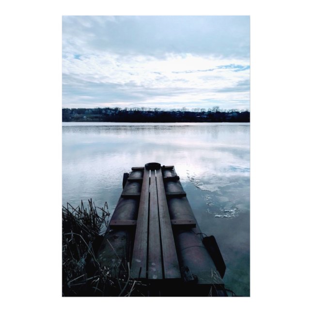 Impression Photo Pont pêcheur de la rivière Dniepr avec roseaux (Devant)