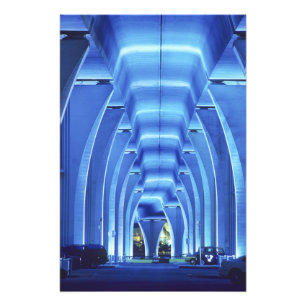Impression Photo Pont, sous les lumières, Port de Miami,