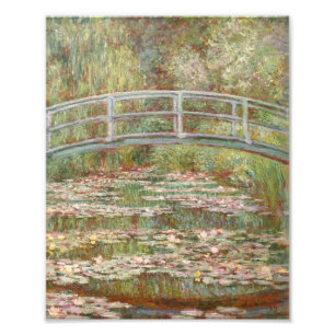 Impression Photo Pont sur un étang de nénuphars