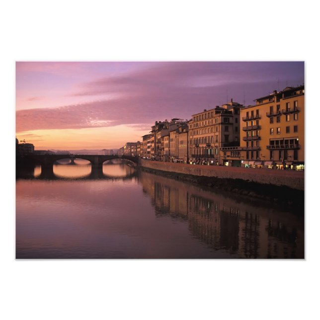 Impression Photo Ponts sur l'Arno au coucher du soleil, (Devant)