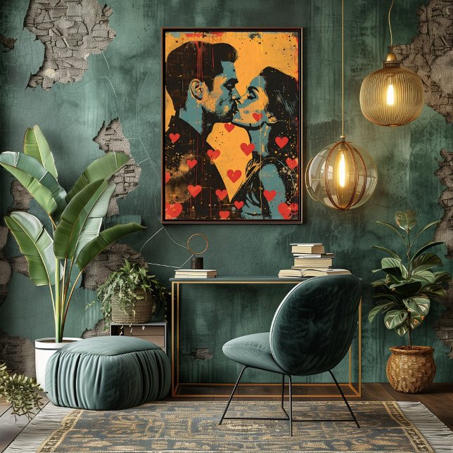 Impression Photo Pop Art de Amor: Beso Romántico (Créateur téléchargé)