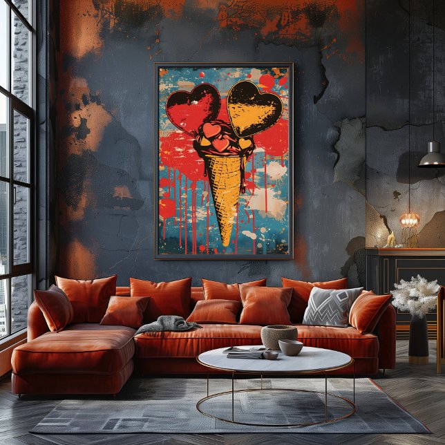 Impression Photo Pop Art Dulce: Helado de Corazones (Créateur téléchargé)